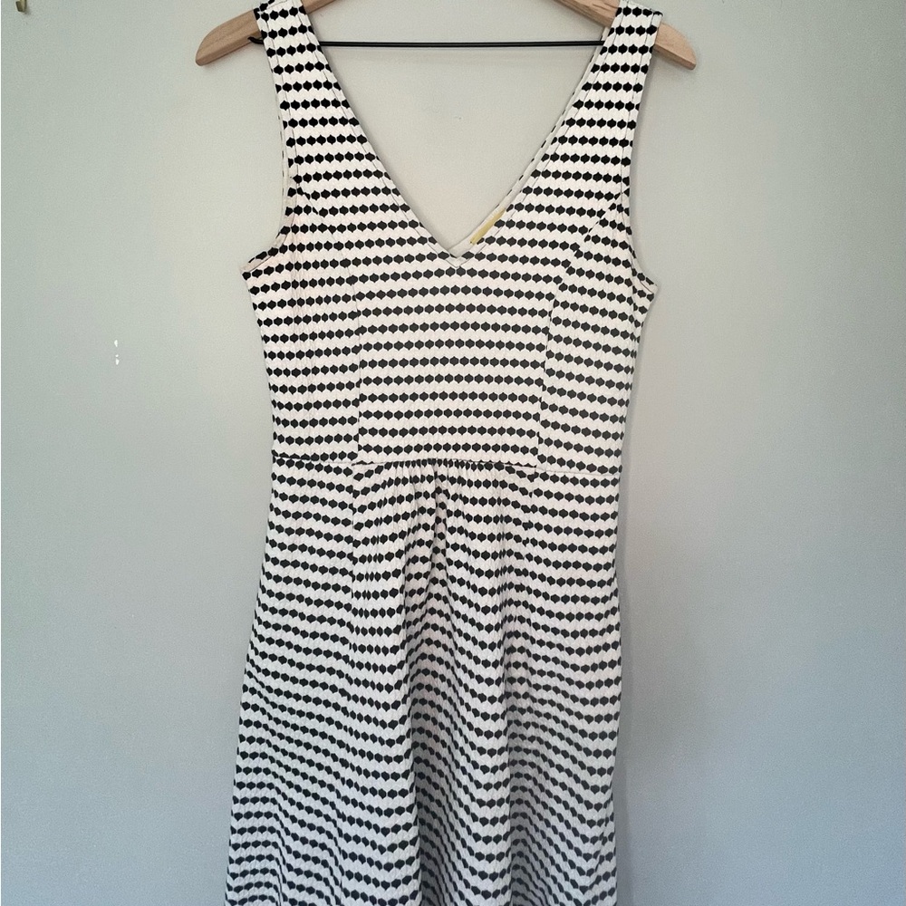 Anthropologie Black and White Striped Fit and Flare Summer Dress